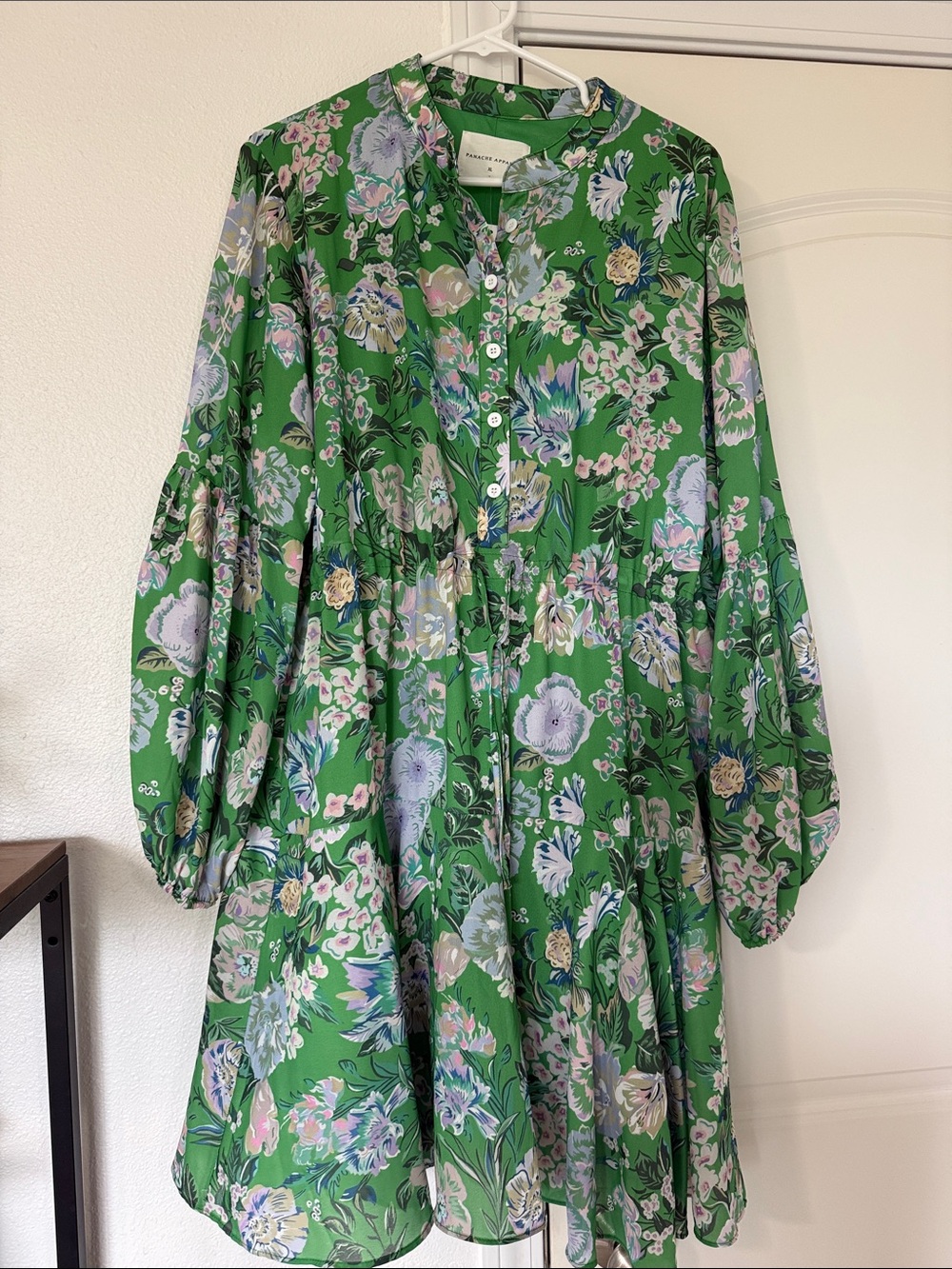 Panache Green Floral Long-Sleeve Button-Front Dress